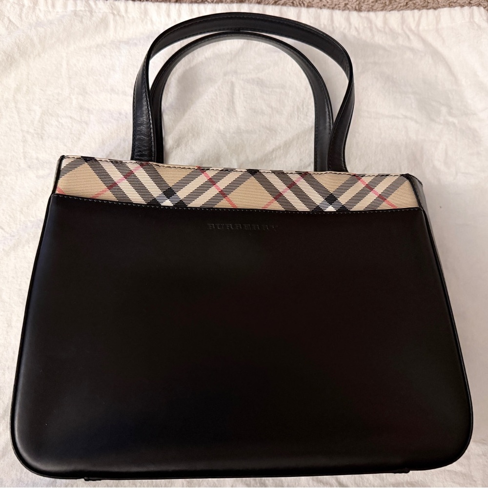 Authentic vintage BURBERRY Handbag leather black - Picture 1 of 12